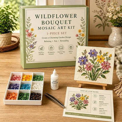 🌿 Watering Can Mosaic Art Kit | Beginner-Friendly Floral DIY Craft with Vibrant Mosaic Beads & Sturdy Display Base ✨