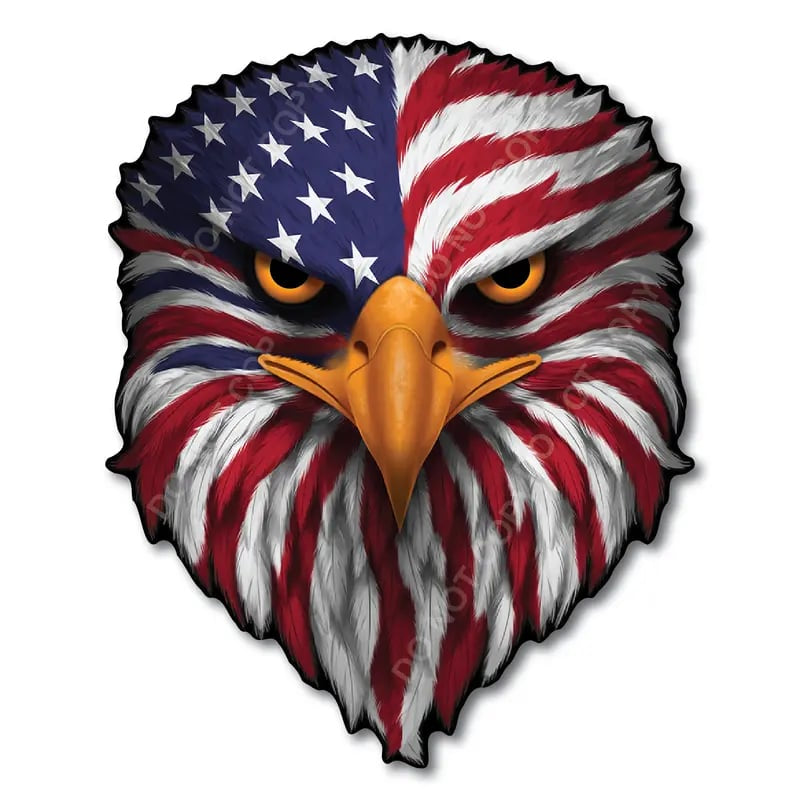 Reflective Eyes Eagle Decal🦅 – Patriotic USA Flag Vinyl Sticker for Trucks