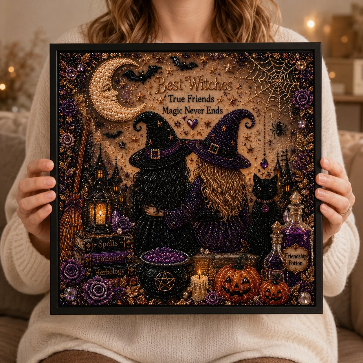 🔥Last Day 49% OFF - 👻 Cute Ghosts Pumpkins 3D Pearl Mosaic Art Kit Halloween Decor (No Mess, Beginner), Age 8+