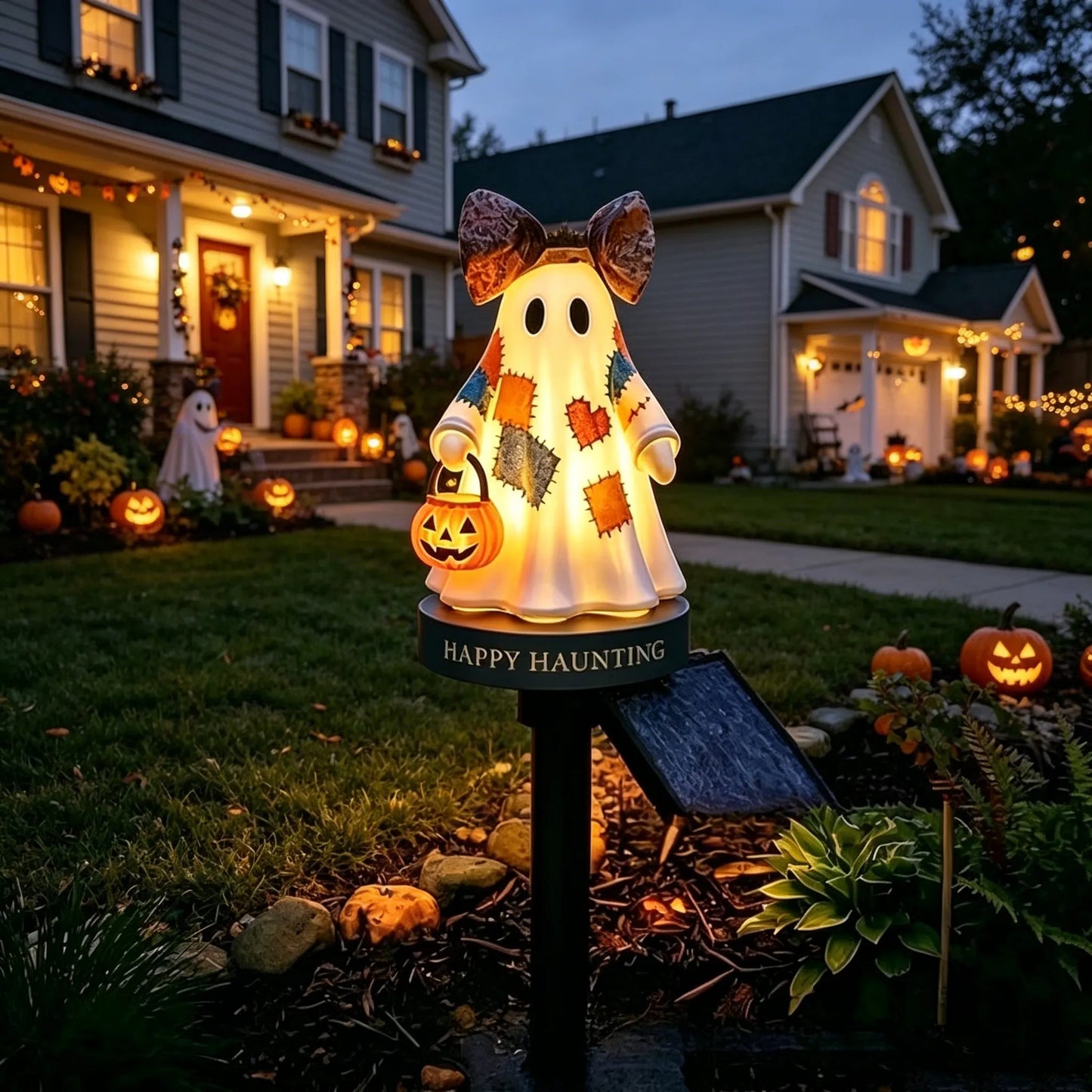 TODAY'S SPECIAL OFFER-50% OFF 🔥Lighted Vintage Patchwork Ghost Solar Garden Light