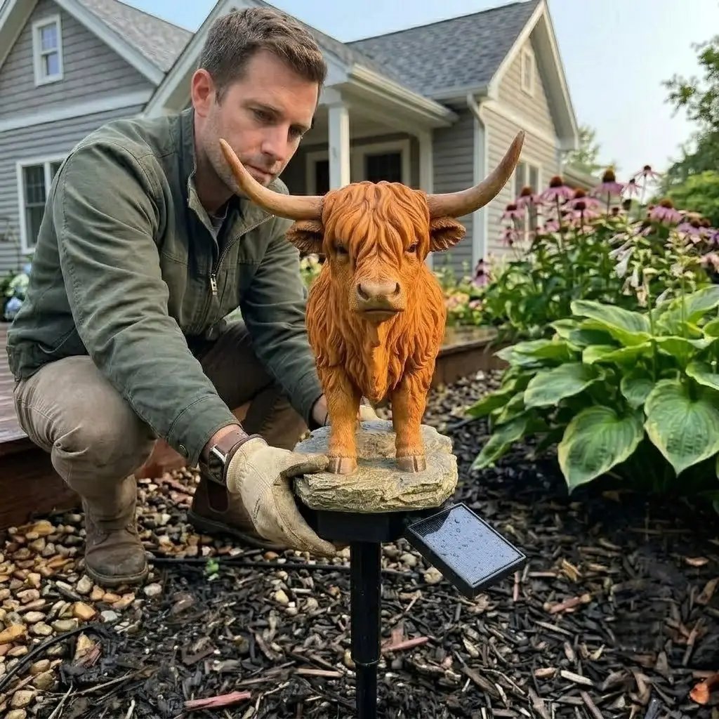Highland Cow Solar Garden Light