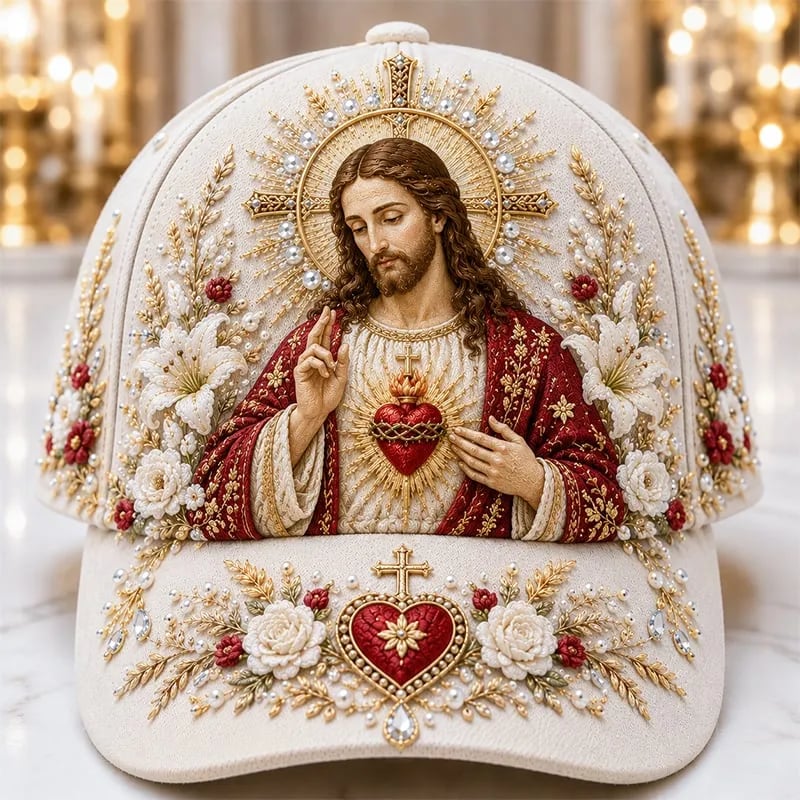 🔥 HOT SALE 49% OFF - ❤️ Sacred Faith Embroidered Baseball Cap | 3D Raised Christian Design, Unisex Comfortable Adjustable Hat for Church, Outdoor Walks & Daily Wear ✝️✨