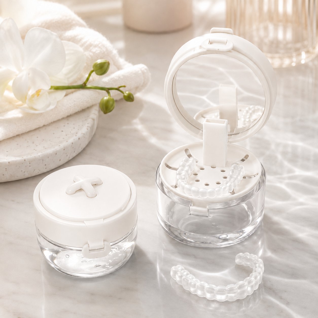 💧Last Day 50% OFF - Portable Retainer and Denture Cleaning Case with Magnetic Lifting Tray