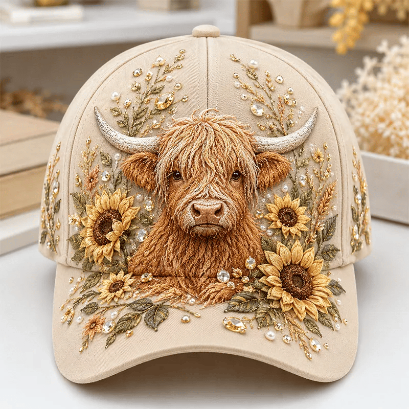 🔥LAST DAY 50% OFF - 🦬3D Highland Cow Embroidery Cap🧢(Breathable & Lightweight Comfort & Unisex Fit)