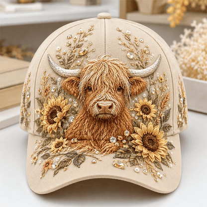 🔥LAST DAY 50% OFF - 🦬3D Highland Cow Embroidery Cap🧢(Breathable & Lightweight Comfort & Unisex Fit)