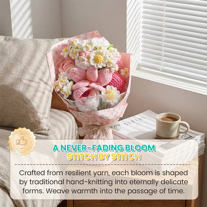 Mother’s Day Gift🌺 Pink Crochet Lily Rose Tulip Bouquet