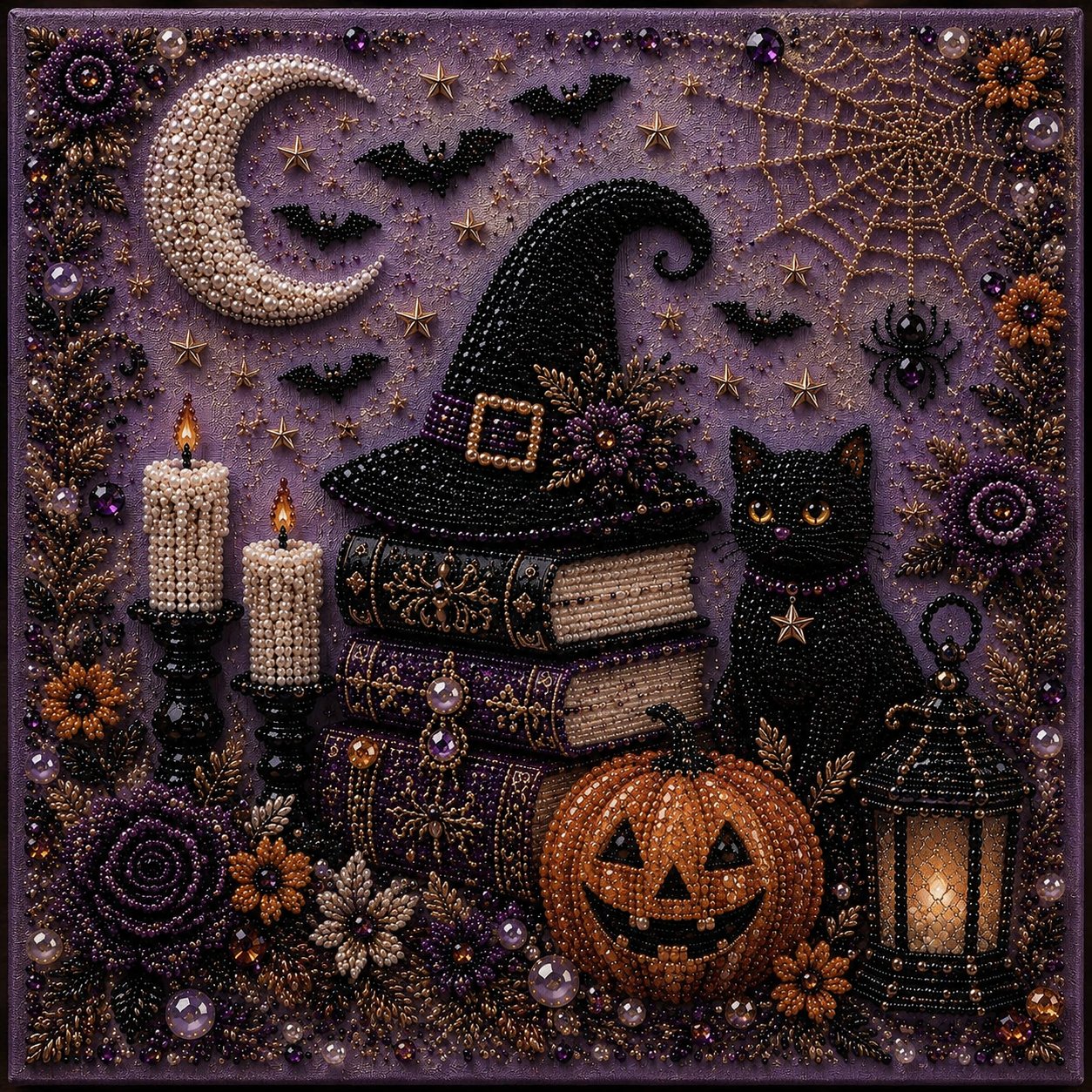 🔥Last Day 49% OFF - 👻 Cute Ghosts Pumpkins 3D Pearl Mosaic Art Kit Halloween Decor (No Mess, Beginner), Age 8+
