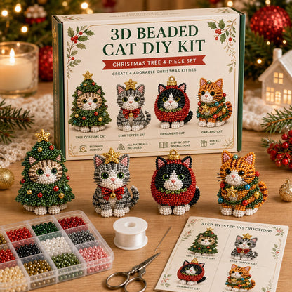 🔥🎁Create Your Own 3D Beaded Christmas Cats | Beginner-Friendly DIY Kit🎁