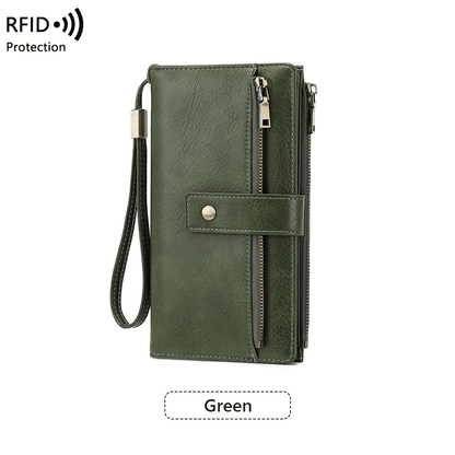 Women's long wallet, stylish clutch, elegant solid color RFID blocking leather wallet👛