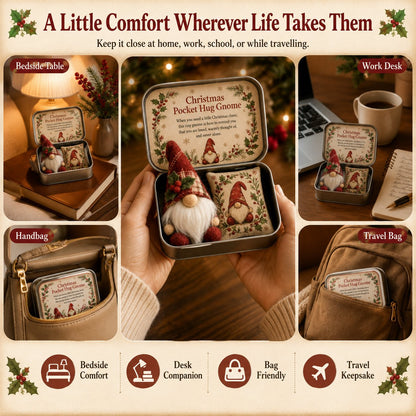🔥 HOT SALE 49% OFF – 💌 Pocket Hug Gnome Comfort Gift Tin | Mini Plush Keepsake with Heartfelt Message, Matching Cushion & Protective Metal Case 🧸✨