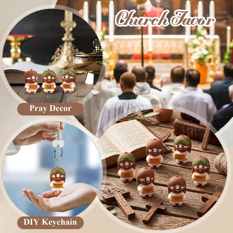 ✝️Cute Mini Jesus Figurines with Bible Verses | Inspirational Christian Desk Decor & Party Favors🌸