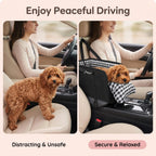 Center Console Dog Car Seat for Small Dogs & Cats with Safety Leash & Cushion