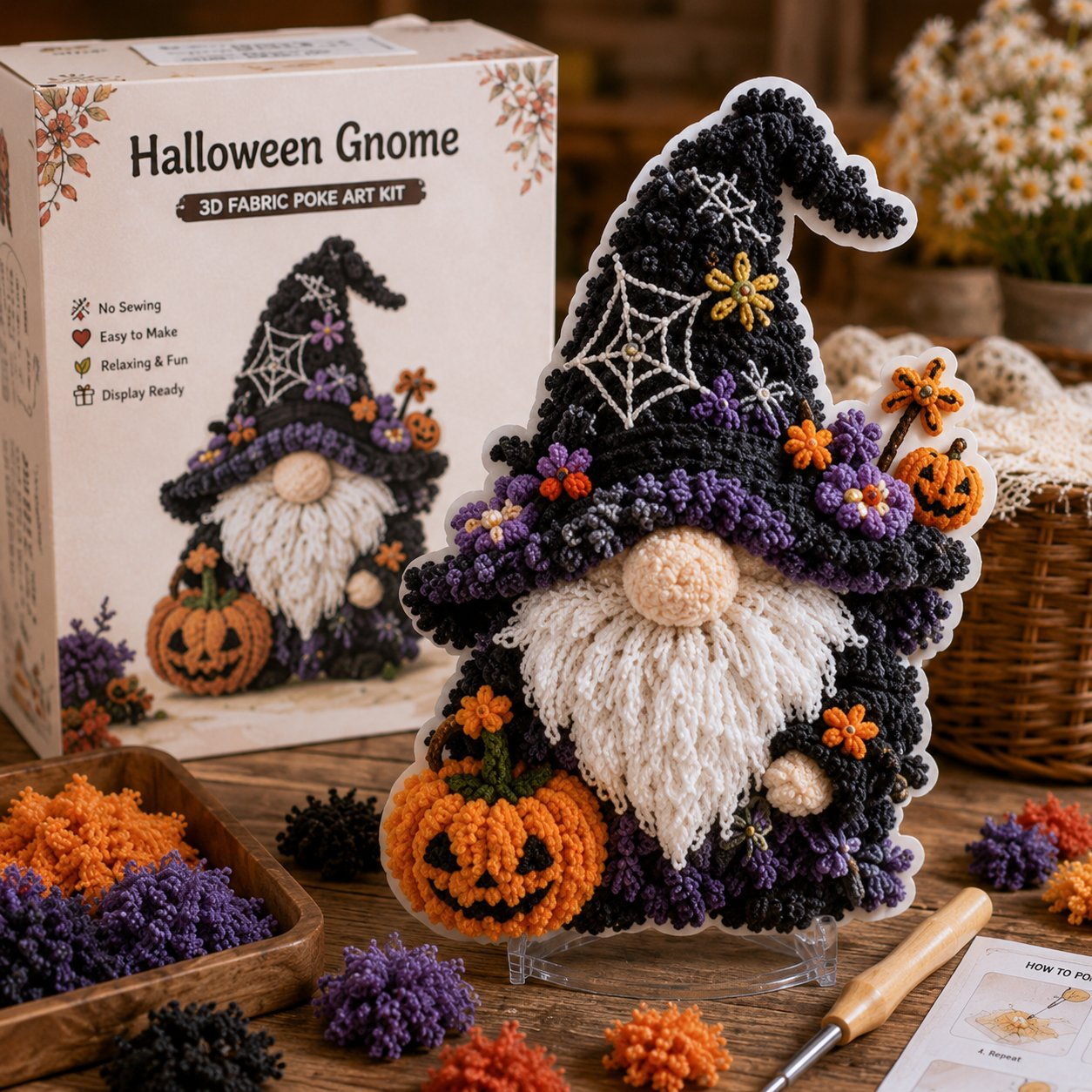 🔥HOT SALE 49% OFF - 🎄Gnome 3D Fabric Poke Art Kit