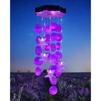 Solar-Powered Seashell Wind Chime Light