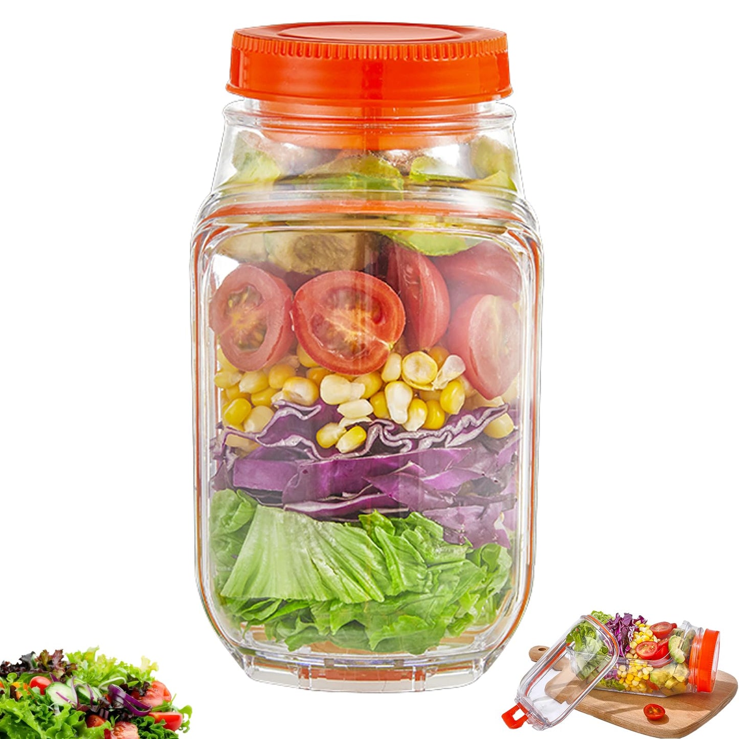 Hot Sale 60% OFF Salad Pod – Leakproof Mason Jar Style Salad Container with Side Hatch Bowl Design