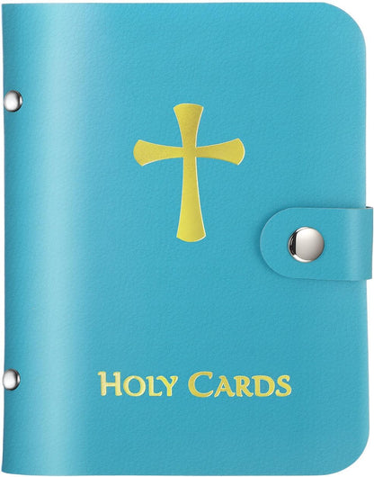 ✝️🎁Catholic Genuine Leather Holy Card Holder – Pocket Prayer Card Organizer with Snap Closure