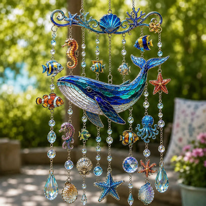 🐋 Ocean-Themed Crystal Wind Chime – Bring the Ocean Glow to Your Garden