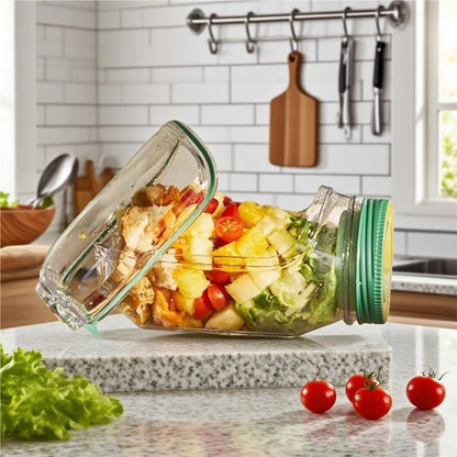 Hot Sale 60% OFF Salad Pod – Leakproof Mason Jar Style Salad Container with Side Hatch Bowl Design