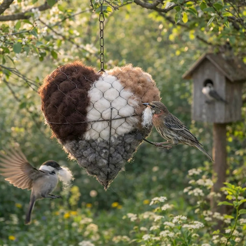 Handmade Fiber Bird Nesting Heart for Birds🕊️