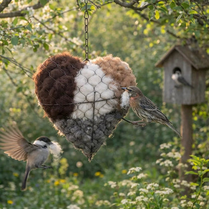 Handmade Fiber Bird Nesting Heart for Birds🕊️