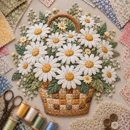🔥HOT SALE 50% OFF - 🌸Floral Basket Patchwork DIY Kit | 3D Layered Fabric Flower Art Craft for Home Decor & Gifts