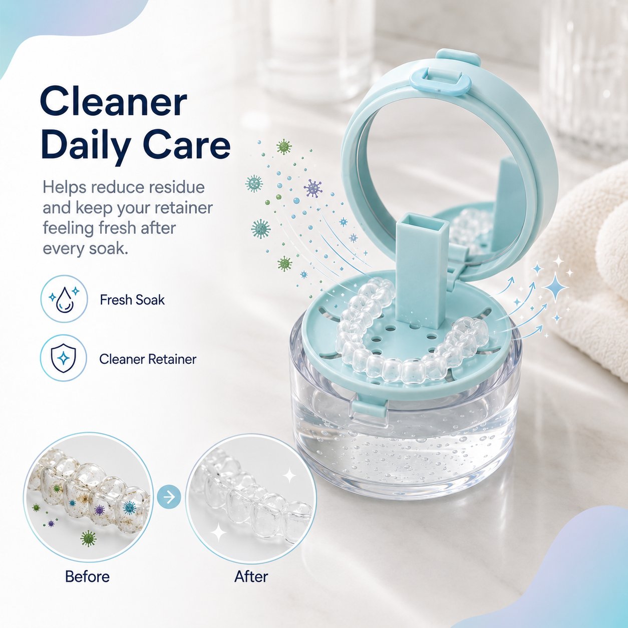 💧Last Day 50% OFF - Portable Retainer and Denture Cleaning Case with Magnetic Lifting Tray