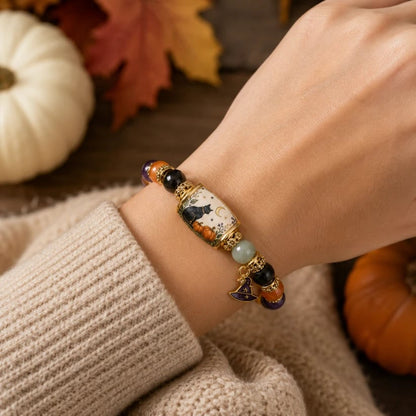 🔥HOT SALE 50% OFF👻Limited Edition 2026 Halloween Black Cat Pumpkin Beaded Bracelet Gift Set🎁