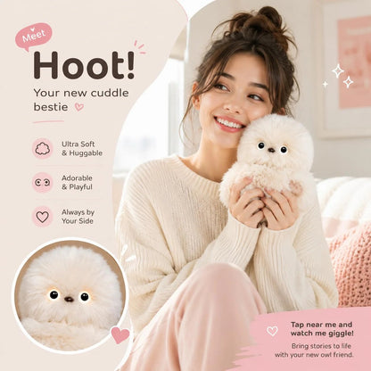 🦉3-in-1 Interactive Plush Owl – Talks, Sings & Turns Head – Cute Plush Pendant for Baby, Bags& Cars