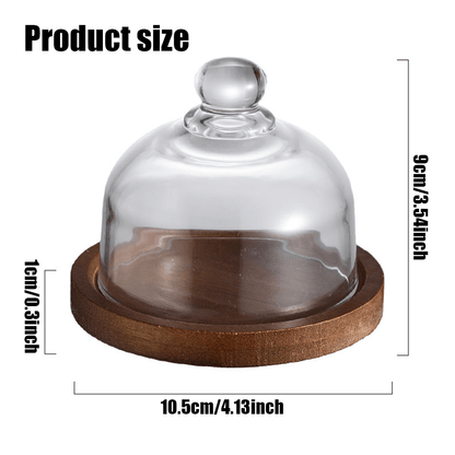 🍰 Mini Glass Dessert Dome with Wooden Base