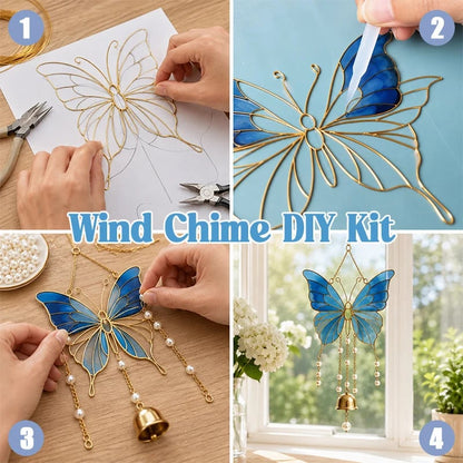 🔥HOT SALE 50% OFF - 🦋DIY Filigree Cloisonne Enamel Butterfly Wind Chime Craft Kit