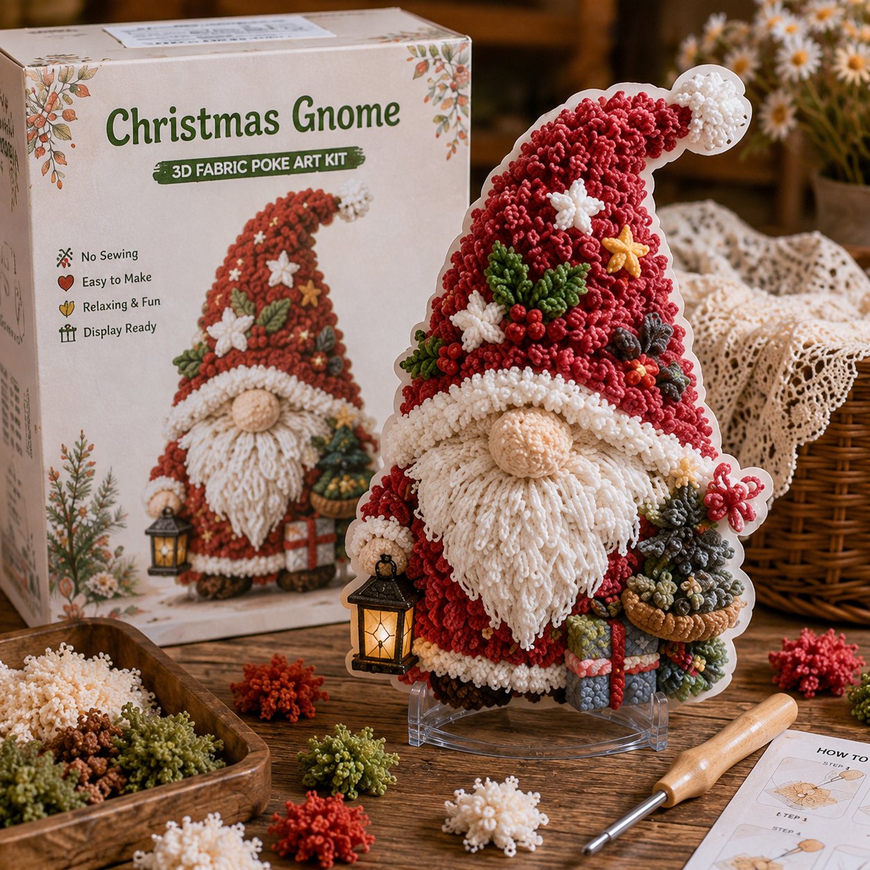 🔥HOT SALE 49% OFF - 🎄Gnome 3D Fabric Poke Art Kit