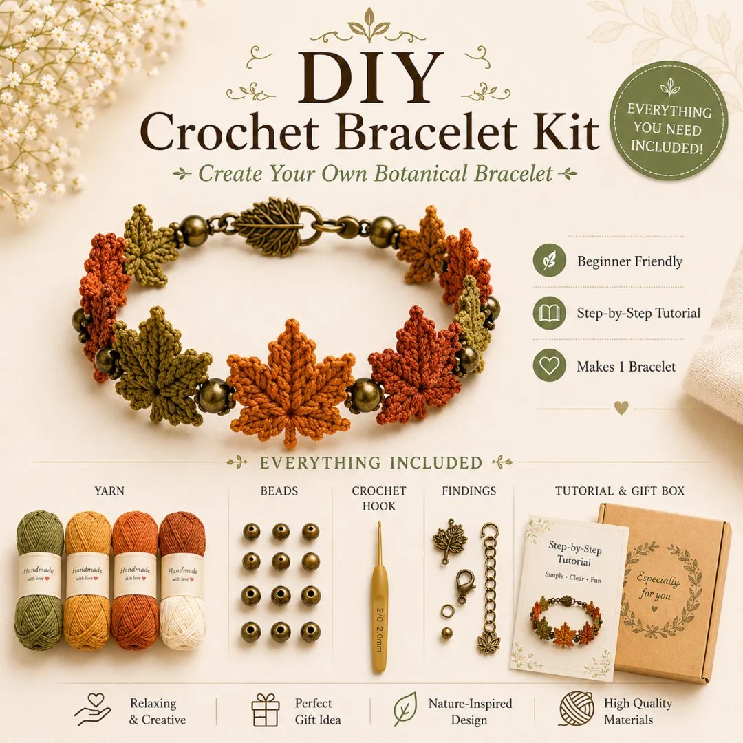 🎁DIY Nature-Inspired Crochet Bracelet Kit❤️