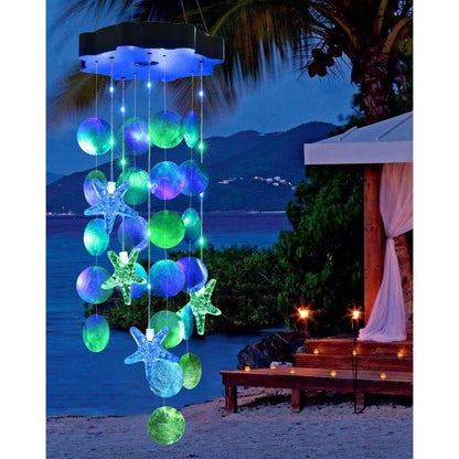 Solar-Powered Seashell Wind Chime Light