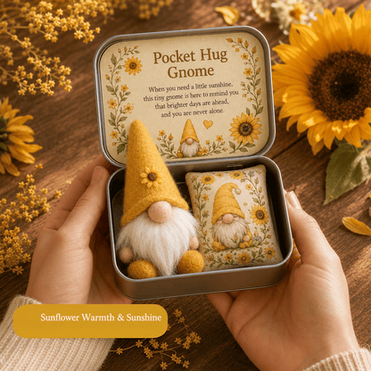 🔥 HOT SALE 49% OFF – 💌 Pocket Hug Gnome Comfort Gift Tin | Mini Plush Keepsake with Heartfelt Message, Matching Cushion & Protective Metal Case 🧸✨