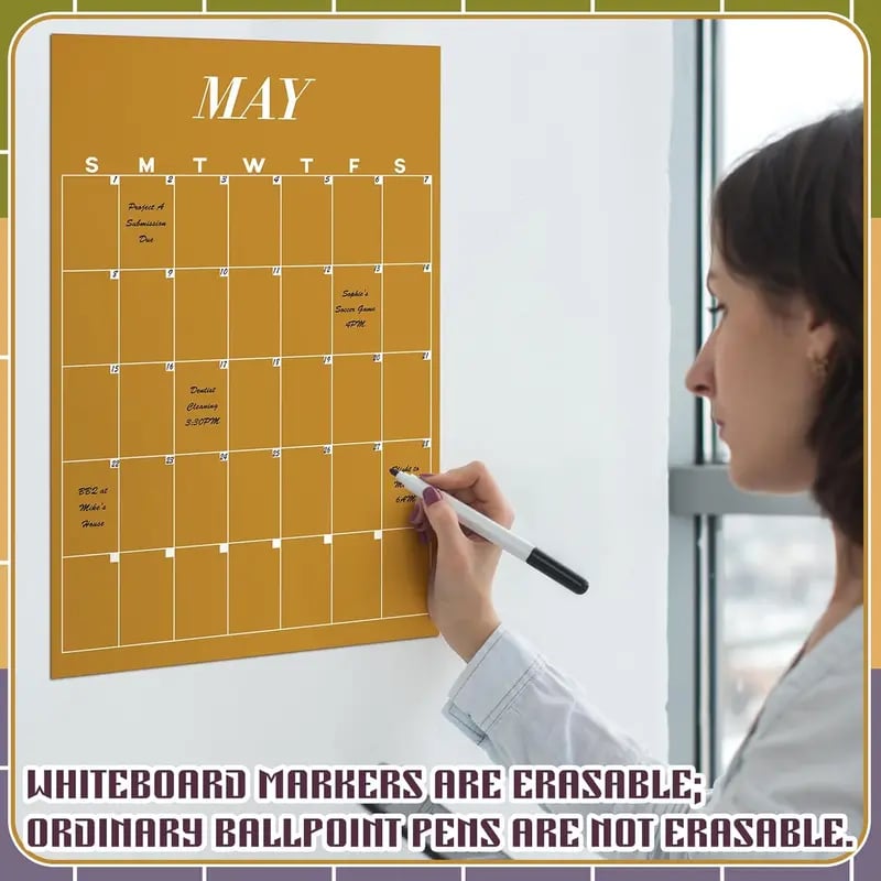 🏫📅Back to School Large Wall Calendar - Dry Erase Undated Weekly 12 Monthly Planner