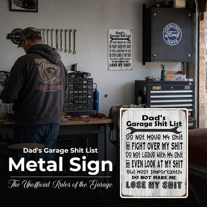 🔥Last Day 50% OFF - 🤘Dad's Garage Shit List Metal Sign