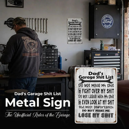 🔥Last Day 50% OFF - 🤘Dad's Garage Shit List Metal Sign