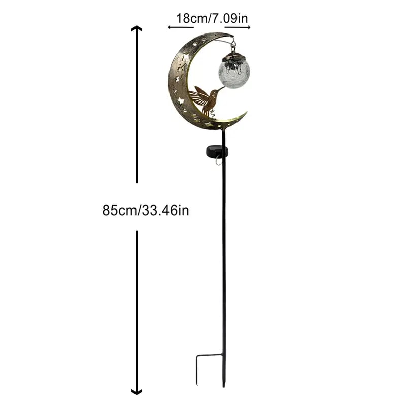 🌙✨Hummingbird Moon Solar Garden Stake Light