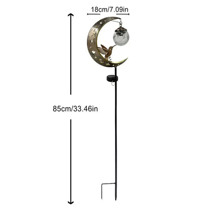 🌙✨Hummingbird Moon Solar Garden Stake Light