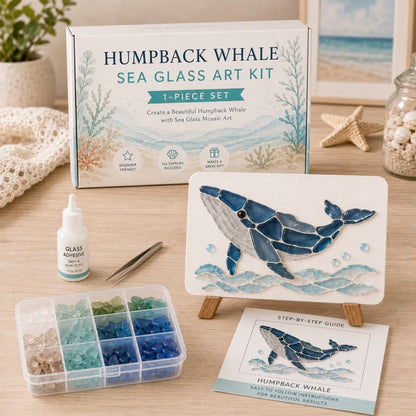 🌊 DIY Sea Glass Mosaic Art Kit – Create Beautiful Ocean-Inspired Artwork with Colorful Glass Pieces, Coastal Home Decor & Creative Handmade Gift