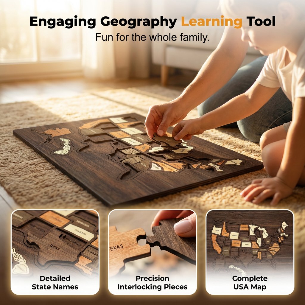 🔥Last Day 49% OFF -❤️Wooden USA Travel Map Puzzle🧩A Stylish Way to Track Your Journey & Memories