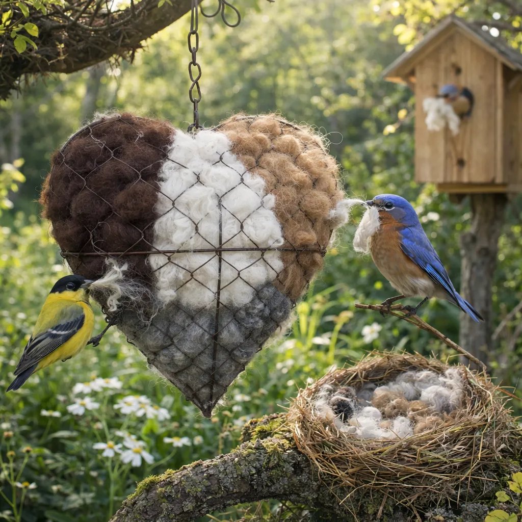 Handmade Fiber Bird Nesting Heart for Birds🕊️