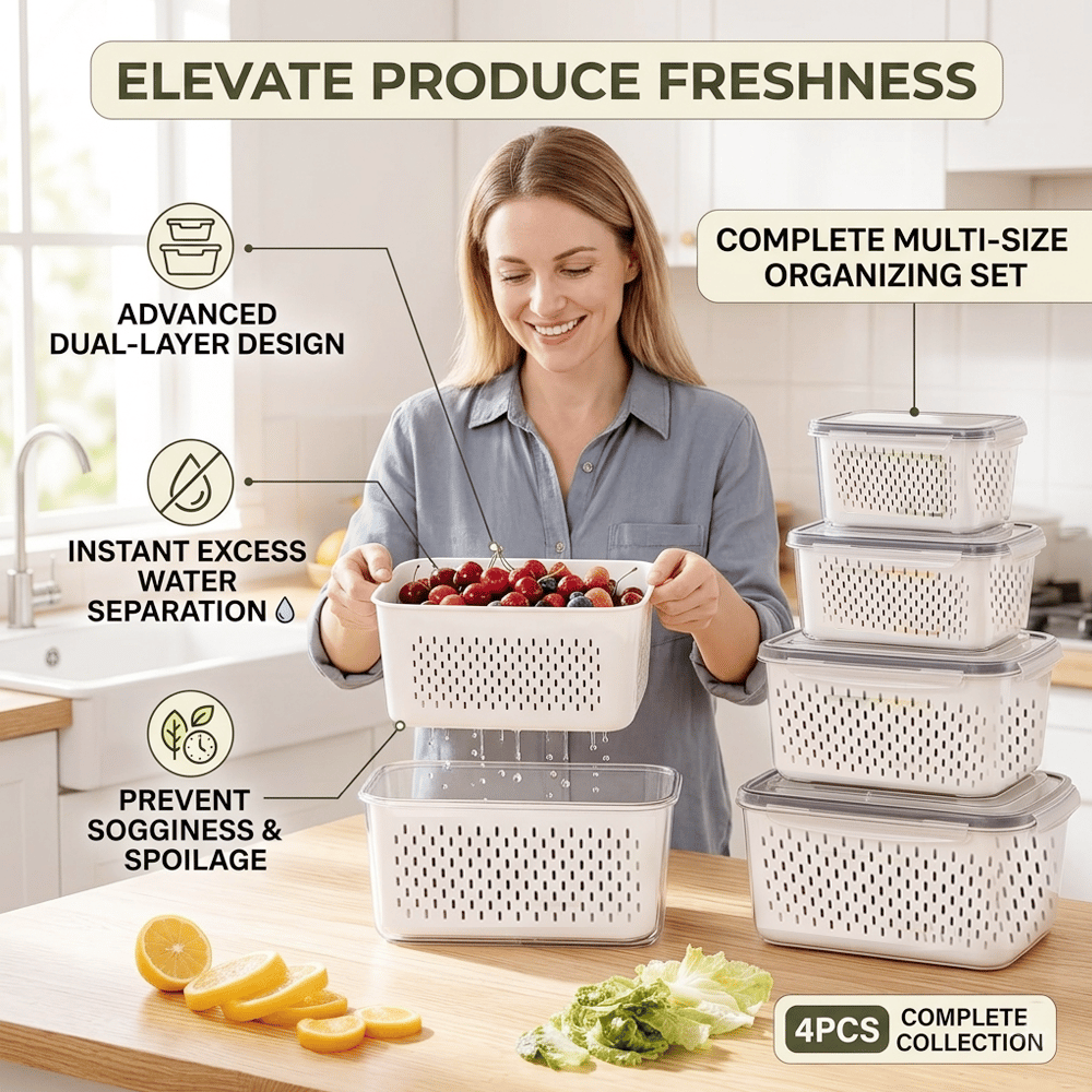 🍓 Refrigerator Food Storage Containers – Keep Fruits Fresh