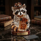 🦝 Wild West Whiskey Raccoon Crystal Statue