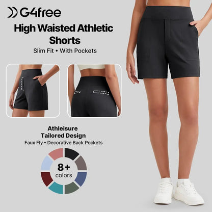 Women's High-Waisted Athletic Bermuda Shorts with Pockets – Running, Yoga, Summer Casual Activewear(Buy 2 Free Shipping)