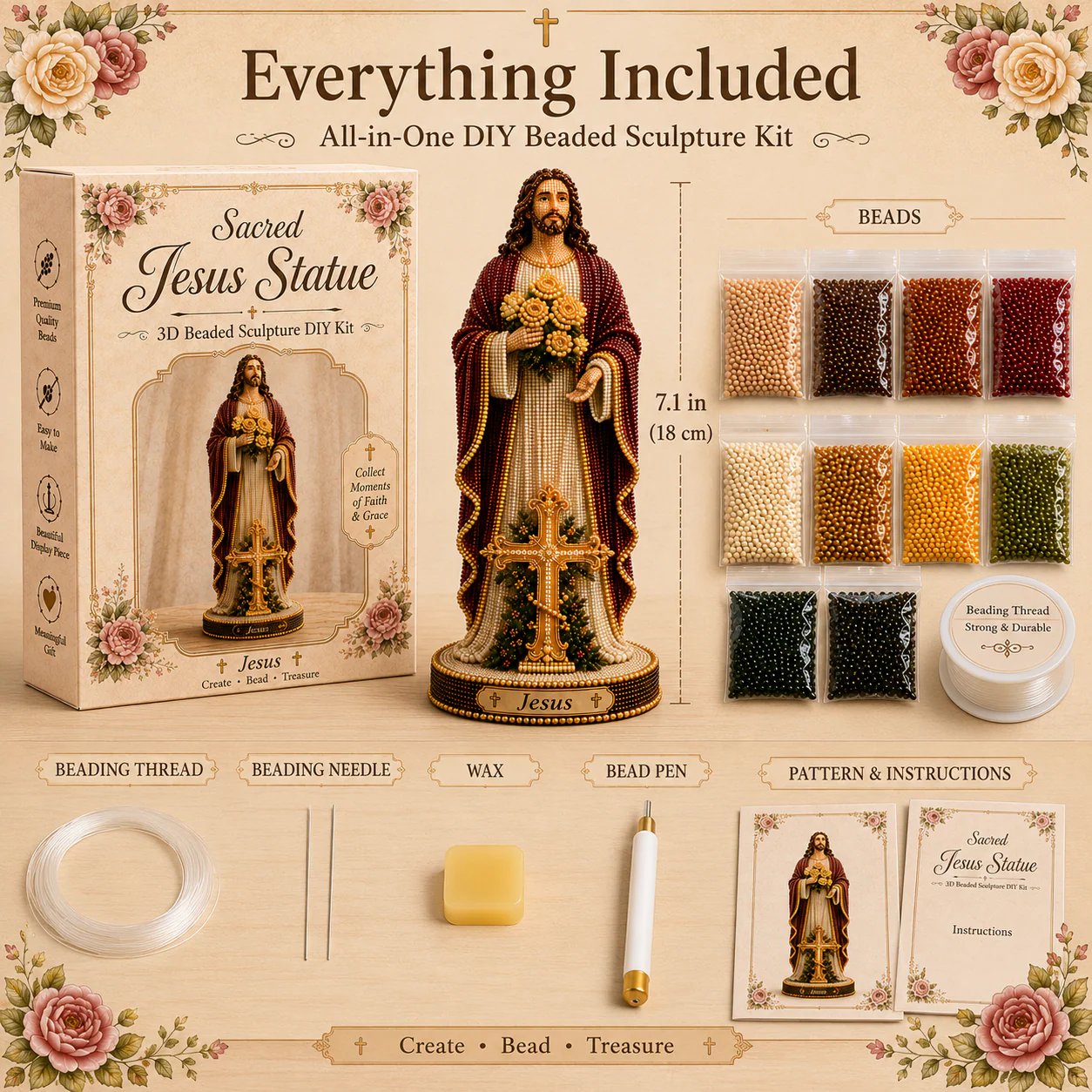 ✝️Sacred Jesus Statue 3D Beaded DIY Kit💕