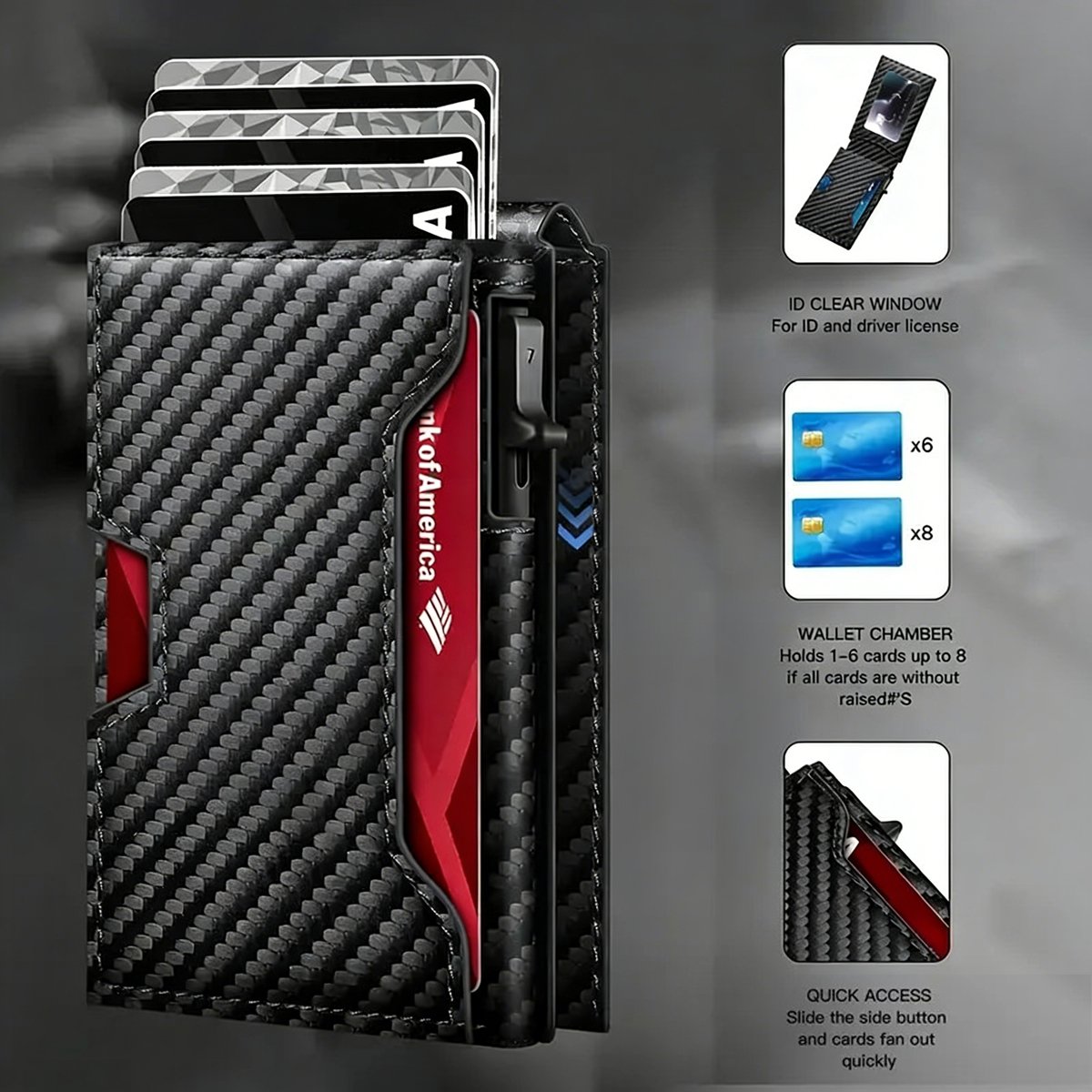 💥🎁 Slim Wallet for Men with Pop-Up Aluminum Case, RFID Blocking  Minimalist Leather Bifold Card Holder