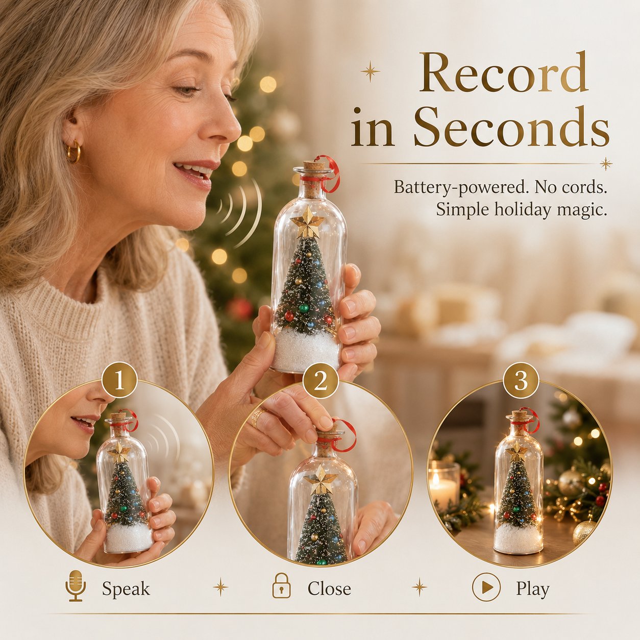 🎄 HOT SALE 50% OFF🔥Voice Recording Christmas Tree Glass Bottle Holiday Keepsake Centerpiece🔥