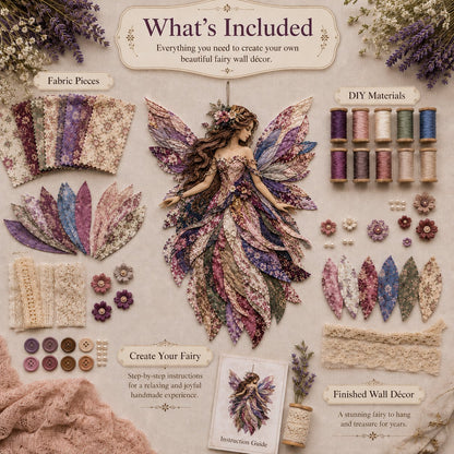 🧚‍♀️🌸 Premium Fairy Patchwork DIY Kit | High-Quality Layered Fabric with Floral Wings DIY Handmade Fantasy Wall Decor ✨