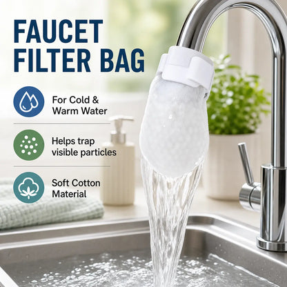 🔥Flash Sale 60% OFF🔥50PCS Disposable Cotton Faucet Filter Bags- Splash-Reducing Sediment Filter Socks for Kitchen & Bathroom
